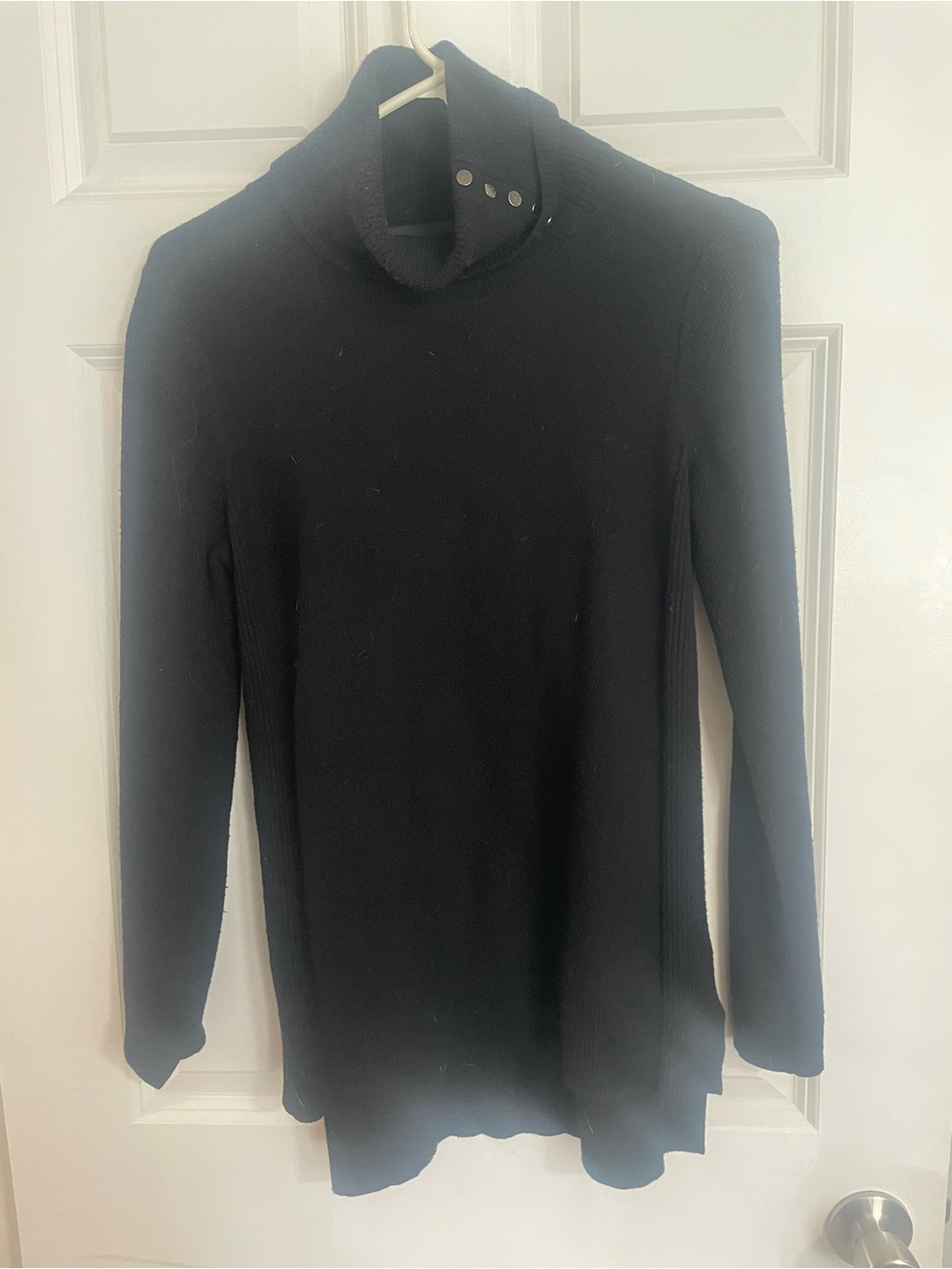 Calvin Klein Woman’s Black Turtleneck Sweater with Button Detail